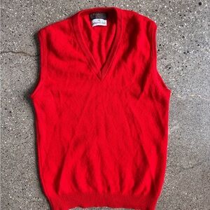 Vintage Wool Red V-Neck Sweater Vest